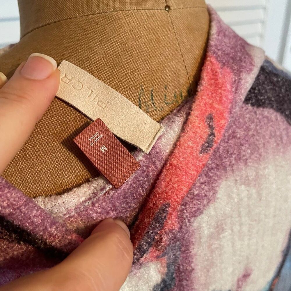 Anthropologie Floral Ribbed Mock Neck Sweater - Pink, Blue, White - Picture 10 of 11